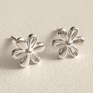 Silver Flower Studs